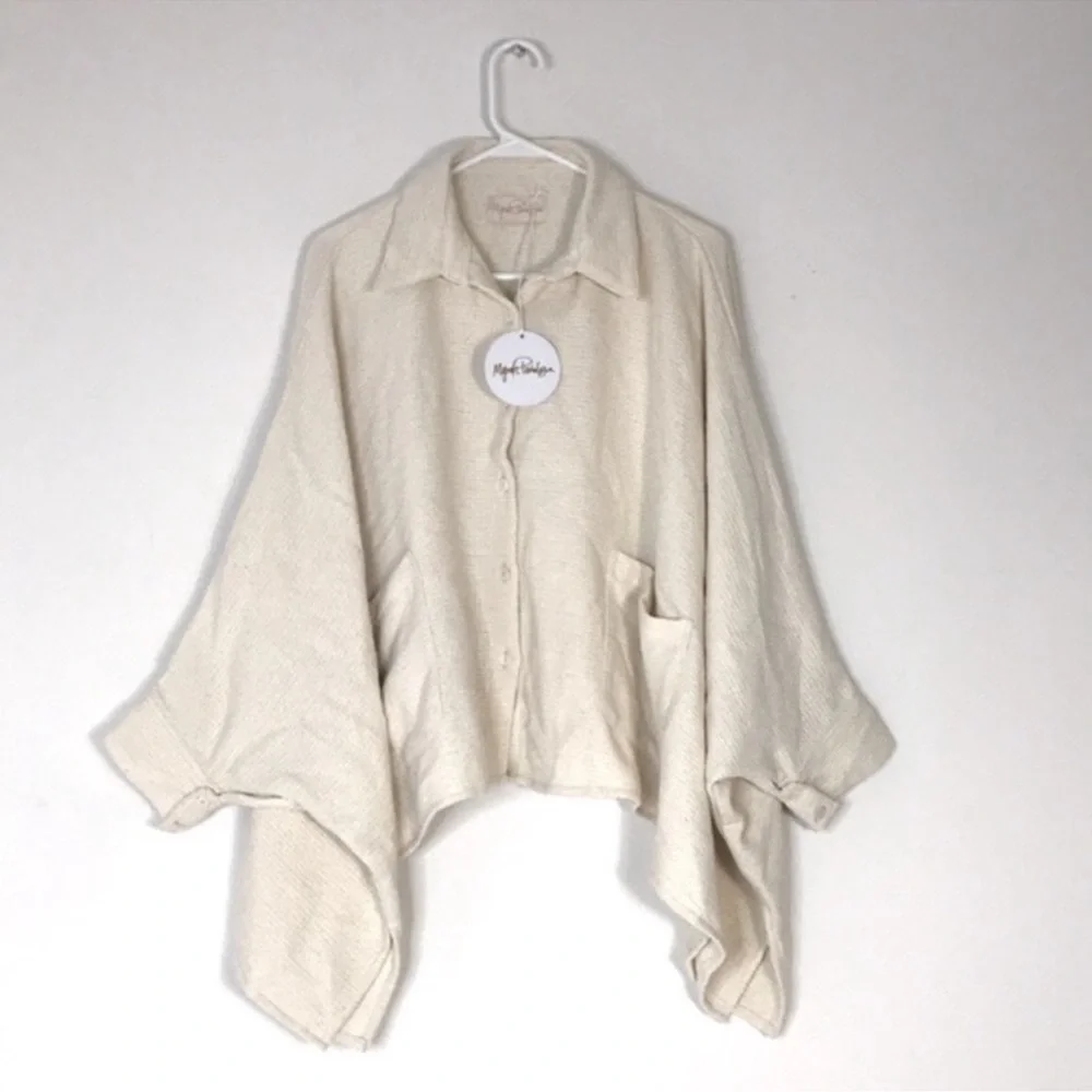 Myrah Penaloza - COTTON Cream Shirt Jacket - Picture 6 of 7